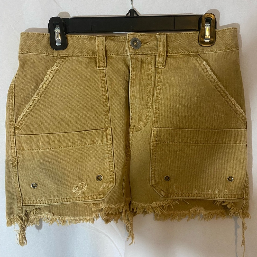 Free people khaki distressed mini skirt